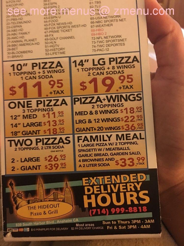 Hideout Pizza & Grill, photo via a web search
